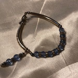 Light blue beads; silver
